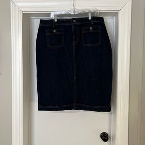 Talbots Plus Petite NEW Dark Wash Denim Pencil Skirt 16WP Office Casual Business